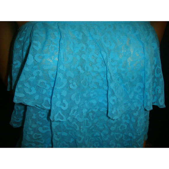 NWT Victoria's Secret COVER UP DRESS SKIRT RUFFLE BLUE cheetah lace M $69+ - Picture 4 of 5